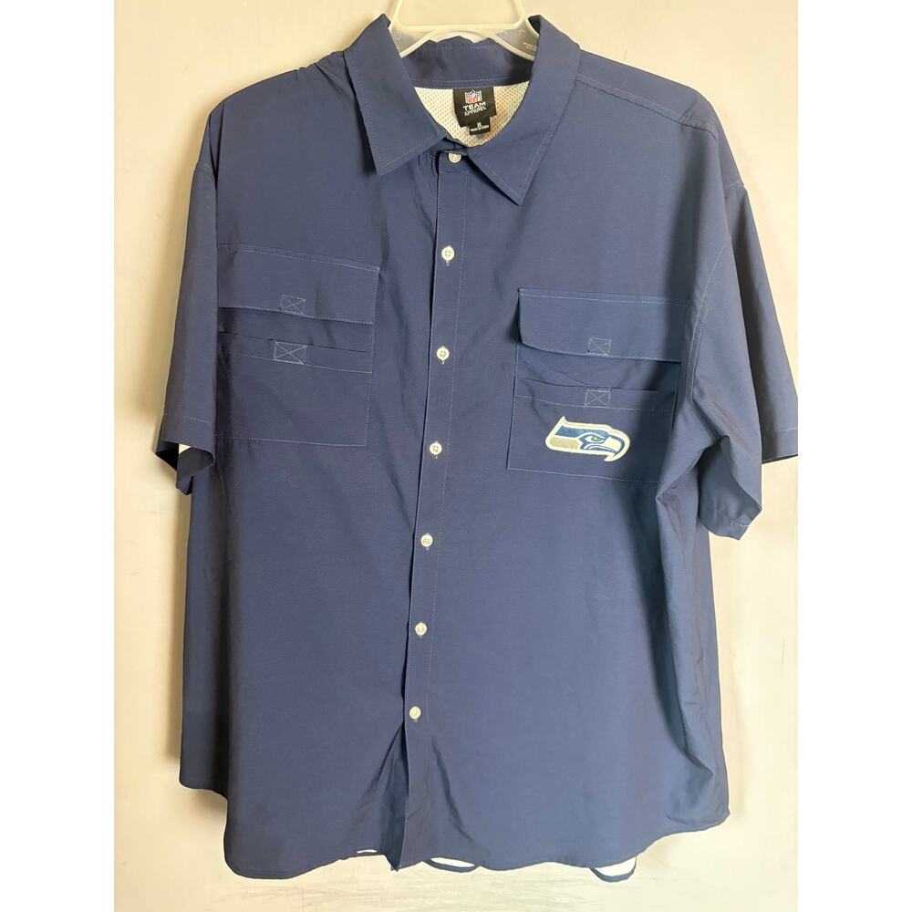 Seattle Seahawks NFL Team Apparel Performance Button Up Shirt Navy Size XL